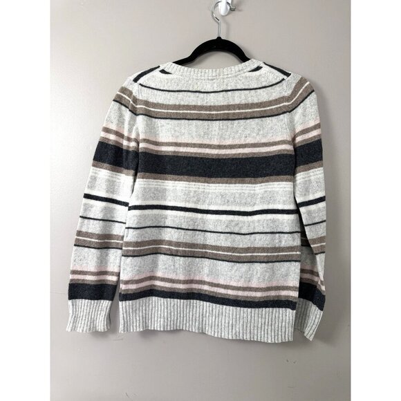 Old Navy Striped Y2K V-Neck Pullover Sweater Medium Retro Knit 09 Cozy Cabincore - Picture 2 of 12